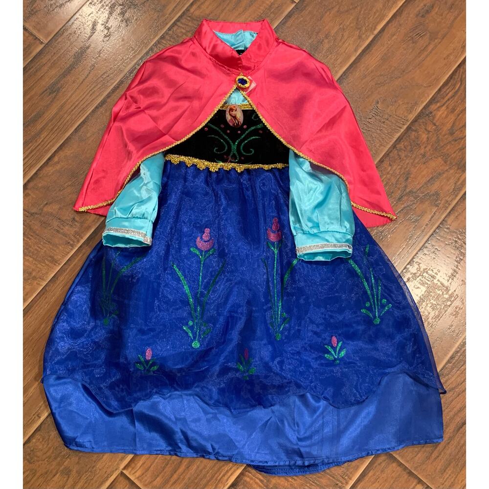 Disney Frozen Anna Costume Dress Girls Size 4-6 Long Sleeve Blue Red Princess - Picture 2 of 12